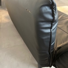 レザー調　2名掛けソファー　ブラック　黒　リクライニング の画像
