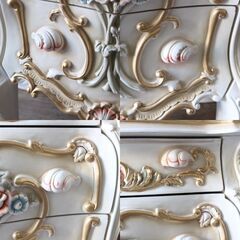 664)ロココ調のチェスト アンティーク調 バラ 薔薇 猫脚 姫系の画像