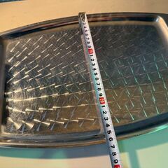 【お引取 限定】ヴィンテージトレー　ステンレス　レトロお盆　＊060-Gの画像