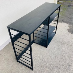 キッチンラック ゴミ箱収納スペース付き　黒　の画像