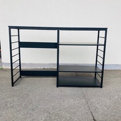 キッチンラック ゴミ箱収納スペース付き　黒　の画像