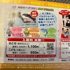 日本モンキーパーク 南知多ビーチランド 野外民族博物館リトルワールド 割引き券の画像