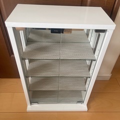 コレクションケース　ガラスケース　ショーケース　壁面収納　木製　ホワイト　　の画像