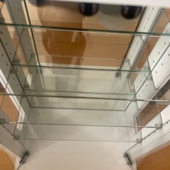 コレクションケース　ガラスケース　ショーケース　壁面収納　木製　ホワイト　　の画像