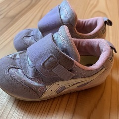 asics ベビーシューズ 紫色 マジックテープの画像