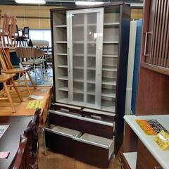 【愛品倶楽部柏店】綾野製作所 2枚スライド扉食器棚 ヴィオラ 幅100cmの画像