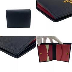 プラダ PRADA 二つ折り財布 コンパクトウォレット サフィアーノ 1MV204 ブラックの画像