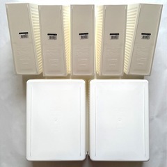 白い収納バスケット7点セット（ファイルボックス5／浅型バスケット2）通気穴タイプの画像