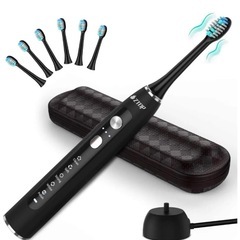 ZTOP 電動歯ブラシ 音波歯ブラシ 5モード 3段階強度 USB充電式 誘導充電 IPX7防水 替えブラシ6本 携帯型の画像