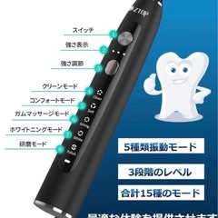 ZTOP 電動歯ブラシ 音波歯ブラシ 5モード 3段階強度 USB充電式 誘導充電 IPX7防水 替えブラシ6本 携帯型の画像