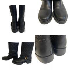 ルイヴィトン LOUIS VUITTON 23.5 ブーツ モノグラム エンボス エンジニアブーツ ブラックの画像