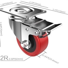 (取引中)2インチ キャスター 8個 ブレーキ付き 単個耐荷重100kg 360度回転の画像