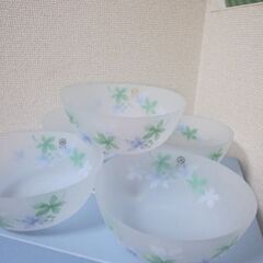 未使用　京都たち吉　風の色　くもりガラス中鉢５客、小鉢５客　計１０客の画像