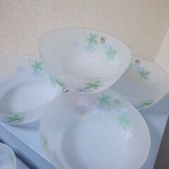 未使用　京都たち吉　風の色　くもりガラス中鉢５客、小鉢５客　計１０客の画像