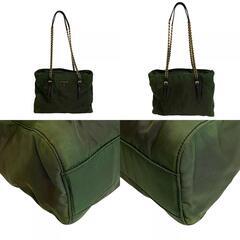 プラダ PRADA トートバッグ 三角プレート チェーンショルダー カーキの画像