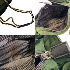 プラダ PRADA トートバッグ 三角プレート チェーンショルダー カーキの画像