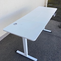 電動昇降デスク　スタンディングデスク　幅160cm 昇降式テーブル　パソコンデスク　白の画像