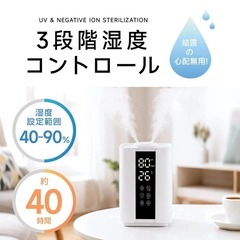 【新品】ハイブリッド加湿器 4L大容量 超音波式 上部給水 UVライト付き アロマ対応の画像