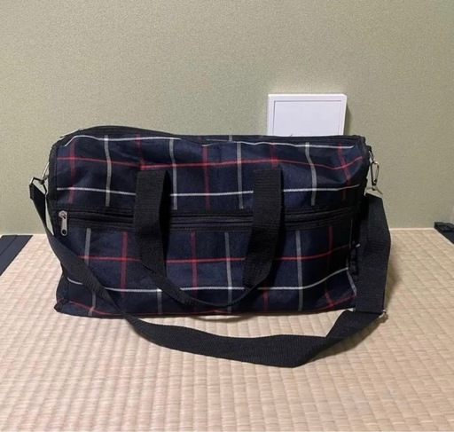 チェック柄ボストンバッグ (m) 鳥取のバッグの中古あげます・譲ります