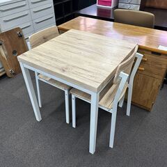店頭引き渡し 中古 ダイニングセット テーブル イス×2 北欧 家具 の画像