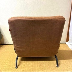 【美品】ソファ リクライニング　レザー調　1人掛け　スチールレッグソファ①の画像