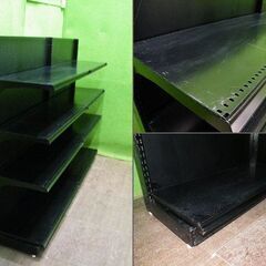 タナハシ製 H138cm×W90cm ３連結片面３段什器 ブラックカラー(画像は２連結)■陳列棚・システム什器■S-639の画像