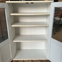 ミニ食器棚🍽️北欧風☘️キャビネットキッチン収納ガラス扉付き💎インテリア幅60cm奥行き29.3cm高さ90.1cm汚れ•剥がれあり💦白ホワイトの画像