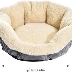 新品　複数在庫　Amazonベーシック ペットベッド 防寒 あったか 犬猫用 丸型 61×20cm グレーの画像