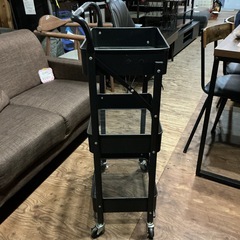 キッチンワゴン🖤折りたたみ式❣️3段キッチン収納キャスター付き収納ワゴンユーティリティカート汚れあり💦黒ブラックの画像