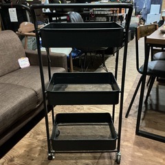 キッチンワゴン🖤折りたたみ式❣️3段キッチン収納キャスター付き収納ワゴンユーティリティカート汚れあり💦黒ブラックの画像