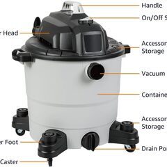 新品　複数在庫　Amazonベーシック ウェット/ドライ掃除機 12ガロン 5HP グレーの画像