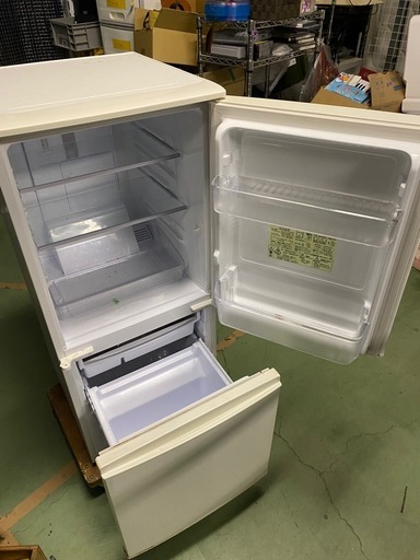 ○東165 動作品 SHARP 2ドア冷蔵庫 SJ-D14E-W 2019年製 一人暮らし用