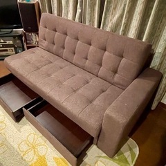 ソファ ベッド 引き出し付きの画像