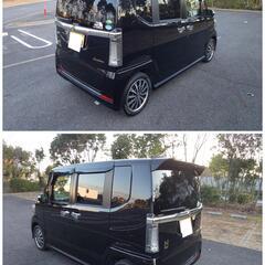 平成 28 年式／ホンダ／NーBOX カスタム／G ターボ Lパッケージ／後期モデル／禁煙車／エアロパーツ／アルミホイール／両側パワースライドドア／スマートキー／ナビ／フルセグテレビ／バックモニター／ビルトインETC／車内 清掃済み／ 車検 09/08の画像