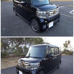 平成 28 年式／ホンダ／NーBOX カスタム／G ターボ Lパッケージ／後期モデル／禁煙車／エアロパーツ／アルミホイール／両側パワースライドドア／スマートキー／ナビ／フルセグテレビ／バックモニター／ビルトインETC／車内 清掃済み／ 車検 09/08の画像