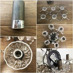 レトロ調デザイン 6灯 シャンデリア ORRB co. アンティークブラウン 天井照明 ティアドロップ シャンデリア オーブ 照明器具の画像