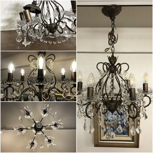 シャンデリア6灯レトロ調デザイン ORRB co. アンティークブラウン天井照明 レトロ調デザイン 6灯 シャンデリア ORRB co. アンティークブラウン