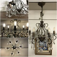 レトロ調デザイン 6灯 シャンデリア ORRB co. アンティークブラウン 天井照明 ティアドロップ シャンデリア オーブ 照明器具の画像