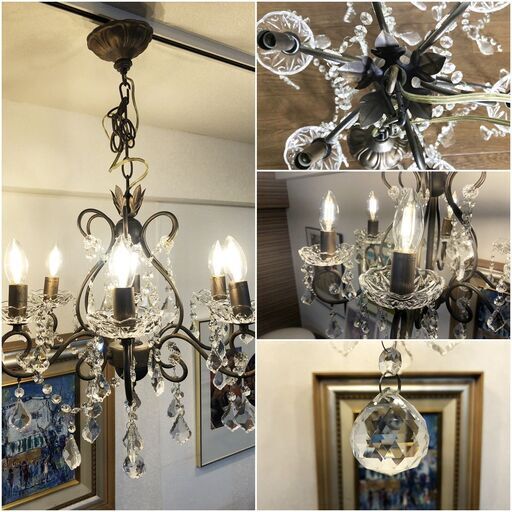 シャンデリア6灯レトロ調デザイン ORRB co. アンティークブラウン天井照明 レトロ調デザイン 6灯 シャンデリア ORRB co. アンティークブラウン