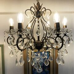 レトロ調デザイン 6灯 シャンデリア ORRB co. アンティークブラウン 天井照明 ティアドロップ シャンデリア オーブ 照明器具の画像