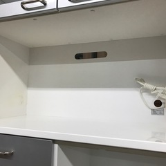 ジャングルジャングル貝塚店　レンジボード　2枚扉　引き出し　グレー　灰色　透明ガラス　コンセント　高さ調節可　調節　中古　貝塚市　二色浜の画像