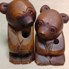 木彫り 熊の置物2体 (ぱなご) 金沢文庫のインテリア雑貨/小物《置物