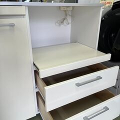 【リサイクルショップ ピカソ 小松原】🌈🍳幅120cm実用性重視‼️ステンレス天板✨キッチンカウンター✨収納たっぷり✨ホワイト🍽️🌈★3460★の画像