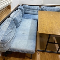 12/19まで　最終値下げ　ビカーサ　ダイニングテーブル　セット　デニムソファ　西海岸の画像