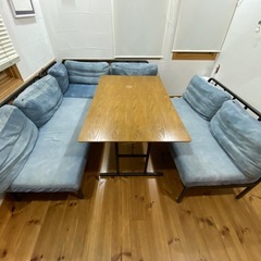 12/19まで　最終値下げ　ビカーサ　ダイニングテーブル　セット　デニムソファ　西海岸の画像