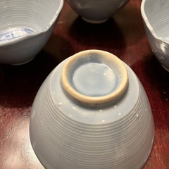 麦藁手 寿字文 青い小鉢 4個組の画像