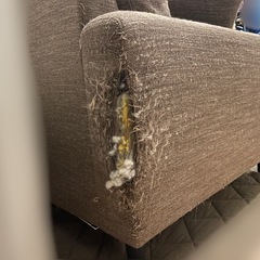 3人がけソファ ブラウン オットマン付きの画像