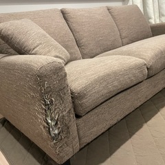 3人がけソファ ブラウン オットマン付きの画像