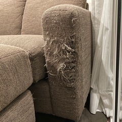 3人がけソファ ブラウン オットマン付きの画像