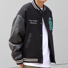 【ILL＇S】Sサイズ(大きめ)ワッペン刺繍 スタジャン レザー ユニセックスの画像